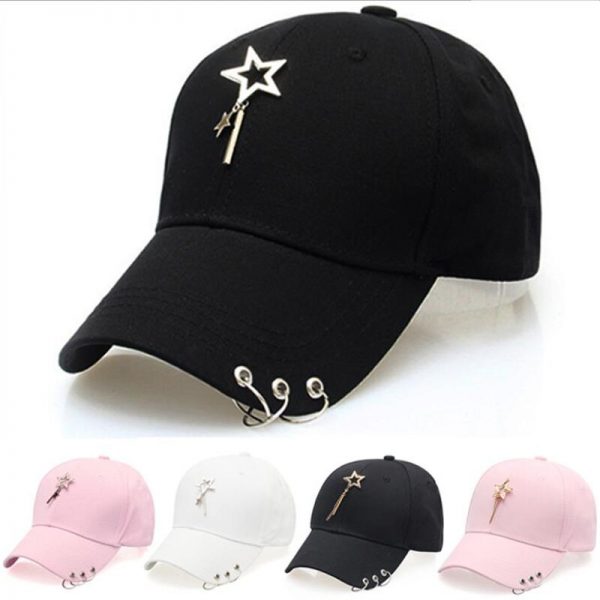 Hat Creative Piercing Ring Baseball Cap Punk Hip Hop Caps Cotton Adult Casual Solid Adjustable Unisex Caps Snap back