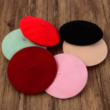 High Quality 100% Pure Wool Women Knit Beret Winter Warm Female British Style Lady Painter Bonnet Hats Solid Color Wholesale Hot