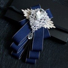 High-grade Handmade Diamond British Style Bow Ties Groom Groomsman Dress Suit Rhinestone Bowtie for Men Wedding Accessories