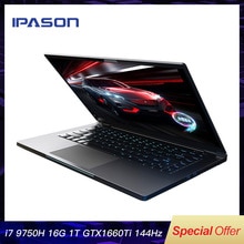 IPASON Ganing Computer 15.6 inch Intel Core i7 Ultra-thin Gaming Gaming Laptop/i7 9750H 16G RAM 1T SSD GTX1660Ti 144Hz High-Rate