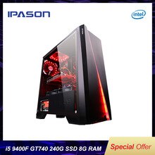 IPASON gaming PC Intel i5 8400 upgrade 9400F/GT740 LOL Gaming/Office Desktops Internet Assembled Computer PC full set machine