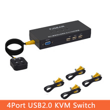 KVM Switch Box 4 Port With Desktop Controller Usb Switch multiple computers share USB device monitor Send Connector Wire