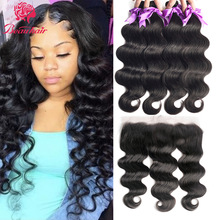 Malaysia Body Wave Human Hair Bundles With Frontal Transparent Lace Frontal 13X4 Lace Closure With Bundles Pre-Plucked Baby Hair