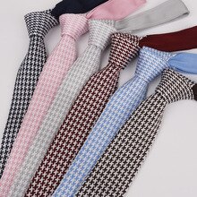 Matagorda 12-color Knit Tie 6CM Narrow Necktie Style Wool Woolen Gravata Houndstooth Lattice Series Men Accessories Neckwear