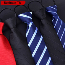 Men Zipper Tie Easy To Pull Lazy Necktie 8cm Classic Striped Neckwear Cravat choker Business Dress For Meeting Interview Wedding