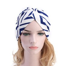Muslim Women Plaid Cross Ruffle Turban Hats Chemo Beanie Hijab Pleated Wrap Cover Cap Hair Loss for Cancer Accessories