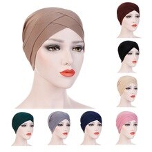 Muslim Women's Stretch Cross Cotton Turban Hat Cancer Chemo Beanies Cap Headwear Headwrap Hair Loss Cover Accessories