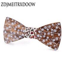 NEW 2018 White Bow Tie Wedding Bowtie Noeud Papillon Wooden Bow tie Pajaritas Cravat Bowties Female Male Printing ties