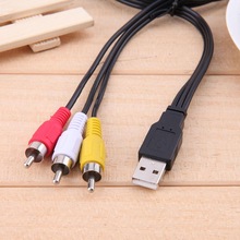 New 1.5M 5ft USB Male A to 3 RCA AV A/V TV Adapter Cord Cable Audio AV Cable