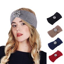 New Winter Women Warmer Wide Wool  Round drill Hair Bands Knit Crochet Twist Headband Turban Headwrap For Girl Hair Accessories