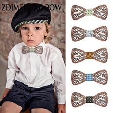 New design Cute Kids Boys Wood Bow Tie Children Butterfly Type Floral Bow ties Girl Boys Wooden Bow ties