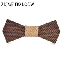New design black walnut wooden bow tie gravata borboleta mens strip ties 	wood bowtie