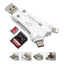 Nworld 4 in 1 i Flash Drive USB Micro SD&TF Card Reader Adapter for iPhone 5 6 7 8  for iPad Macbook Camera Android