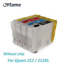 OYfame 4 Color 212 212XL Refillable Ink Cartridge For Epson WF-2830 WF-2850 XP-4100 XP-4105 Printer 212 Cartridge Without Chip