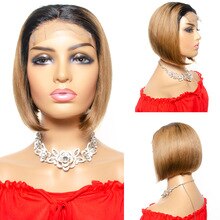 Pixie Cut Short Bob Wig 4x4 Lace Closure Wigs For Women Brazilian Straight Ombre Remy Human Hair Wigs Tinashe Beauty Hair