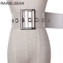 RAINIE SEAN Wide Ladies Belt Pin Buckle Belt For Women Cummerbund PVC Transparent Female 2020 Fashion Brand New Belt