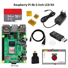 Raspberry Pi 4 kit with display PI 4B 2GB/4GB : Board+Heat Sink+Power Adapter+16/32/64GB TF card+HDMI Cable+5 inch touch dispay