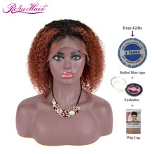 Re4U Hair Curly Lace Front Human Hair Wigs Ginger Orange Red 150 Density Lace Front Wig Pre Plucked Bleached Knots 13x4 13x6 Wig