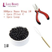 Silicone Nano Rings 500pcs Hair Beads Micro Beads Kits Dreadlock Hair Extension Tools+ Plier and Loop Fashion Salon Hairstylist