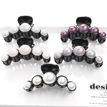 The New Fashion Hair Clips Women Girls Pearl Hair Claw Clamps Hair Crab pearl Hair Clip Claws Solid Color Accessories Hairpin