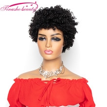 Tinashe Beauty Short Kinky Curly human Hair Wig Brazilian Remy Hair Curly Wave Wig For Black Wome Machine Made Wig Natural Color