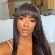 Tinashe Beauty Straight  Human Hair Wigs With Bangs Brazilian Remy Long Wigs For Women Natural Color Glueless Machine Made Wig