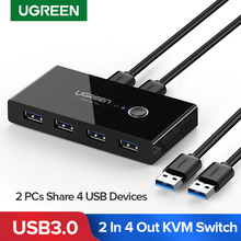 Ugreen USB KVM Switch Box USB 3.0 2.0 Switcher 2 Port PCs Sharing 4 Devices for Keyboard Mouse Printer Monitor Switch Selector