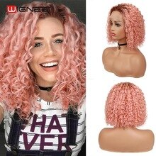 Wignee Lace Front Jerry Curl Human Hair Wigs For Black Women 150% Density Pink/Rose Gold/Grey Swiss Lace Cheap Curly Human Wig