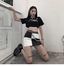 Woman Wide Trend Personality Wild Punk Gothic Faux Leather Belt Metal Chain Belt Ring Waist Strap Street Dance Decor