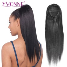 Yvonne Brazilian Yaki Straight Ponytail Human Hair Clip In Extensions Virgin Hair Drawstring Ponytail 1 Piece Natural Color