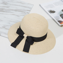 sun hats women  hand made straw hat female ribbon bow-knot wide brim beach hat casual summer shade anti uv cap