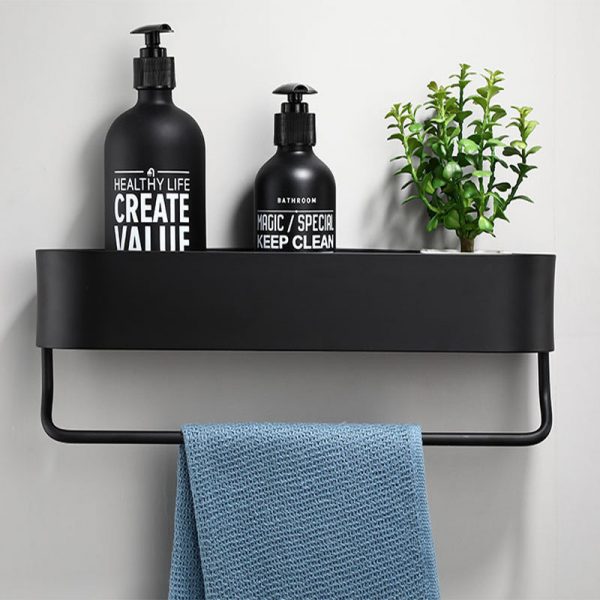 Bathroom towel rack 30-60cm Lenght Kitchen Wall Shelves Shower Basket Storage Rack Towel Bar Robe Hooks Bathroom Accessories